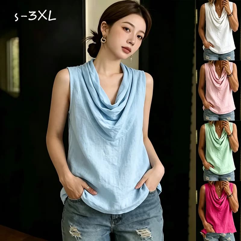 Summer Cotton Linen Tank Tops Sleeveless Blouse New 2026 Fashion Summer Tops Beach Party Loose Casual Solid Color Vest Shirts