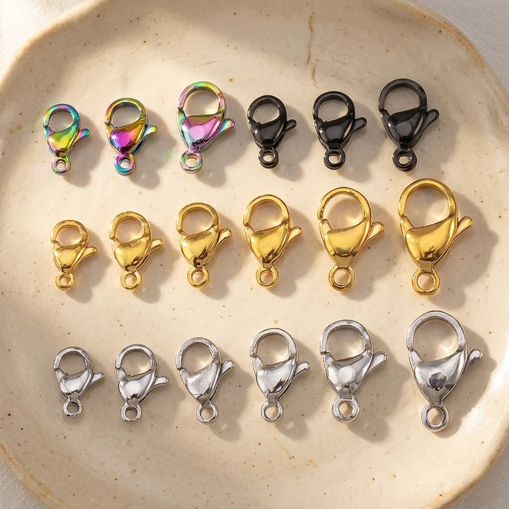 20 Pezzi Chiusure a Moschettone in Acciaio Inox Placcato Oro per Collane e Bracciali, Accessori per Creazione di Gioielli Fai-da-Te, Vendita all'Ingrosso