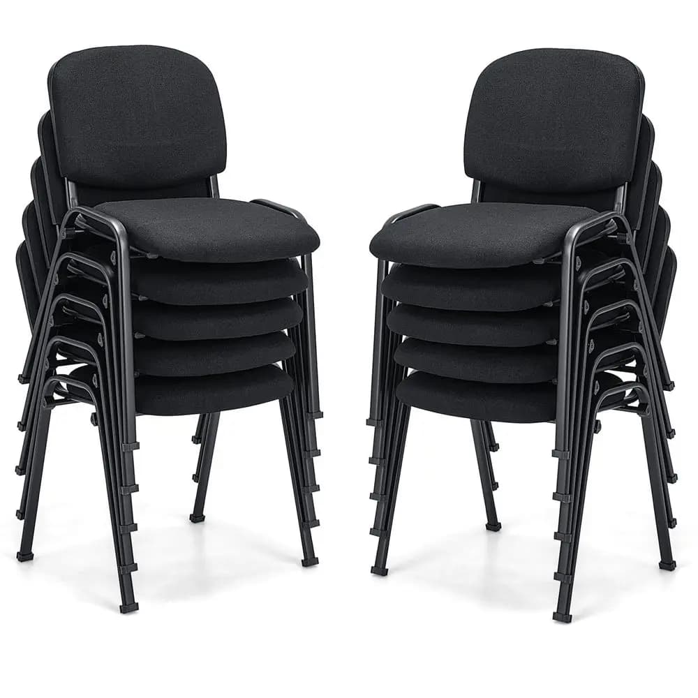 Set di 10 Sedie da Conferenza, Sedia Impilabile con Cuscino Imbottito, Sedia Ergonomica per Ufficio e Reception, Sedie per Ospiti