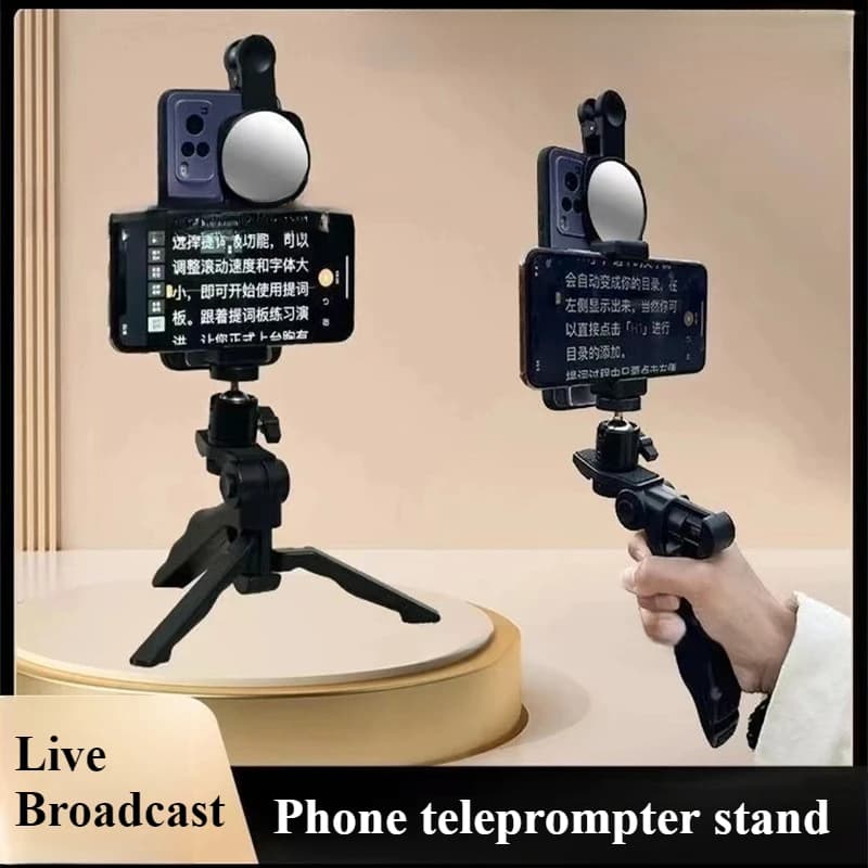 Teleprompter per telefono Clip per suggerimento per telefono Trasmissione in diretta Supporto portatile da tavolo Sottotitolo video Lettura vocale Accessori per treppiede