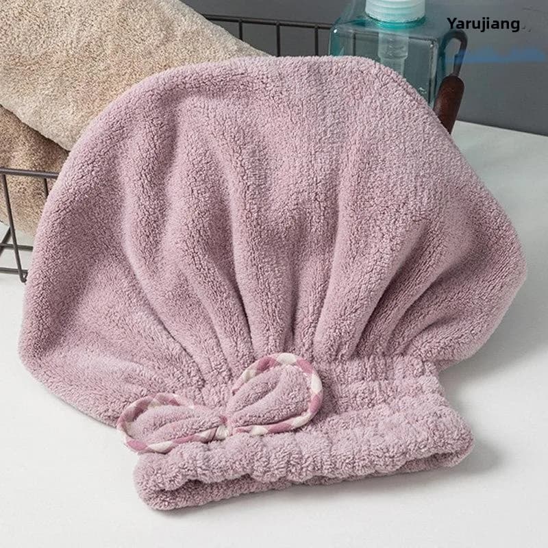Super Absorbent Coral Fleece Dry Hair Cap Thickened Long Hair Towel Cute Bath Hat Quick Drying Double Layer Hair Towel for Women