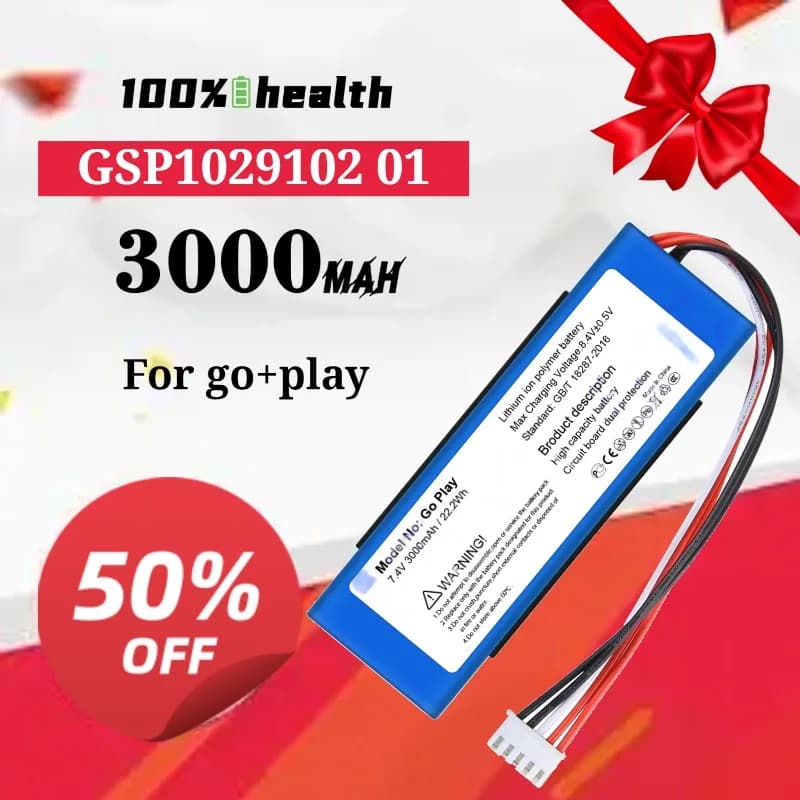 Batteria per Altoparlante GSP1029102 01 3000mAh per JBL Go play, Batteria al Litio Ricaricabile