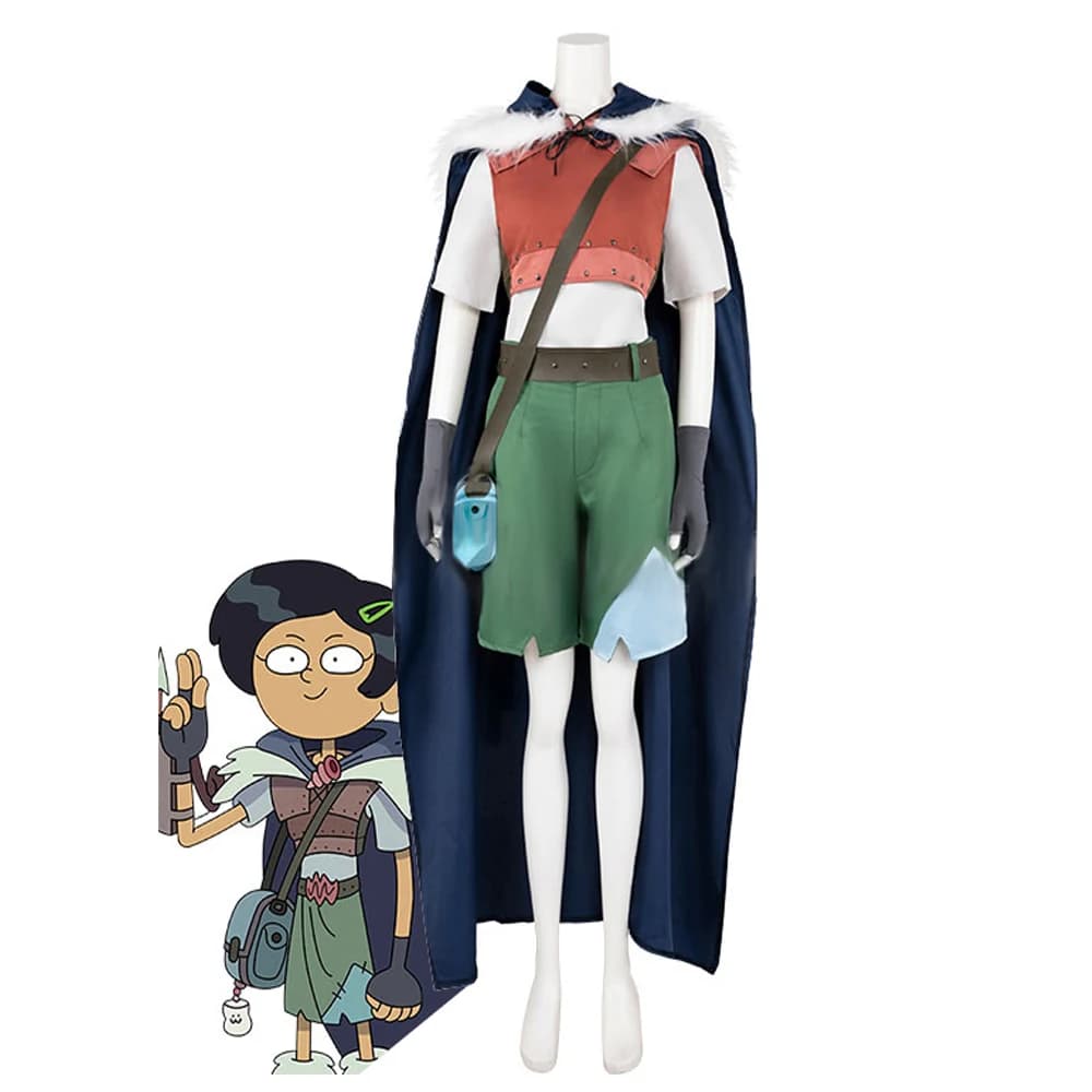 Anime Amphibia Cosplay Marcy Wu Costume Woman's Top Shorts Cloak Suit Halloween Party Stage Cos Outfit