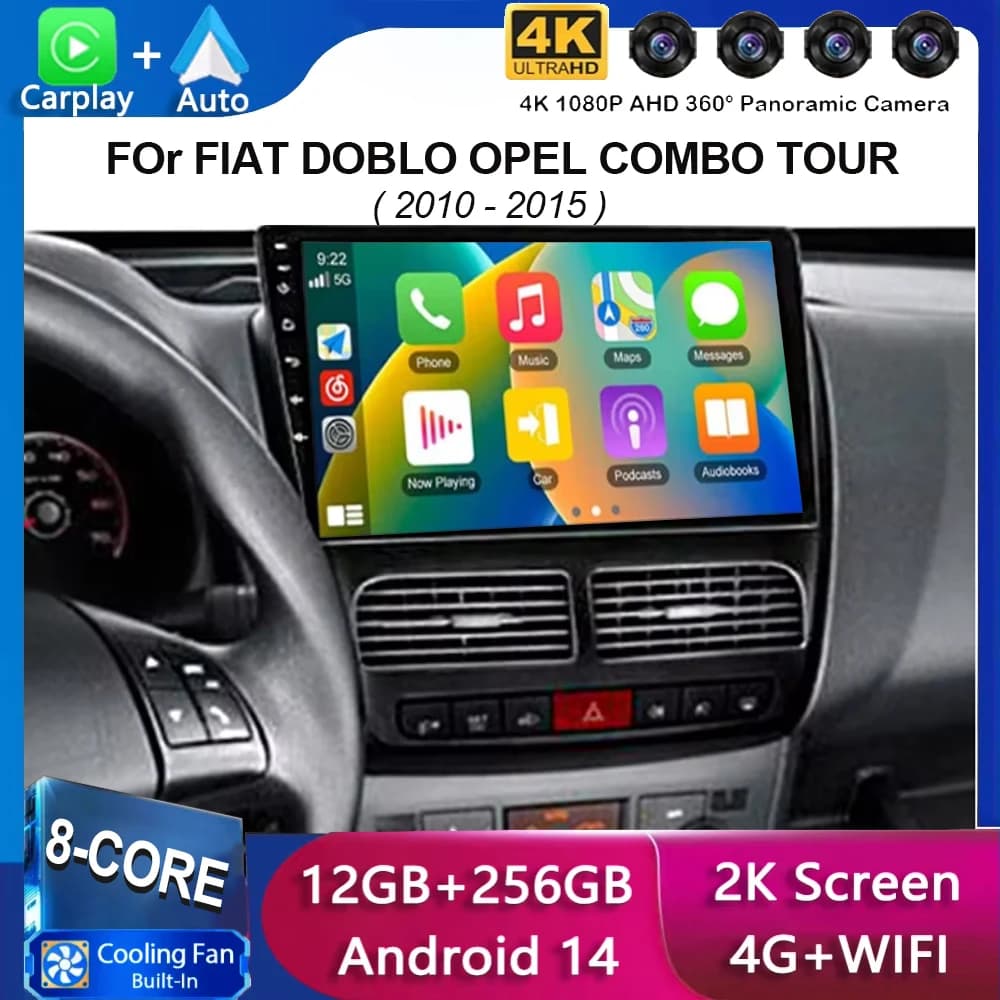 Android 15 Carplay Auto Autoradio Per FIAT DOBLO Per OPEL COMBO TOUR 2010 2011 2012 2013 2014 2015 GPS Lettore Multimediale Stereo