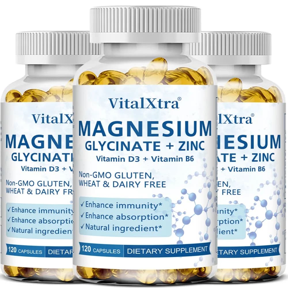 Magnesium Glycinate Supplement 500mg with Zinc,Vitamin D3 B6 High Absorption Support Muscle, Nerve, Joint and Heart Health