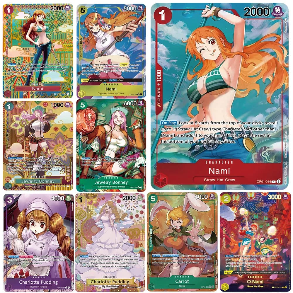 Anime One Piece OPCG Card Versione inglese Nami/Gioielli Bonney/Carota/Boa Hancock/Perona Gioco Collezione Anime Carte Proxy