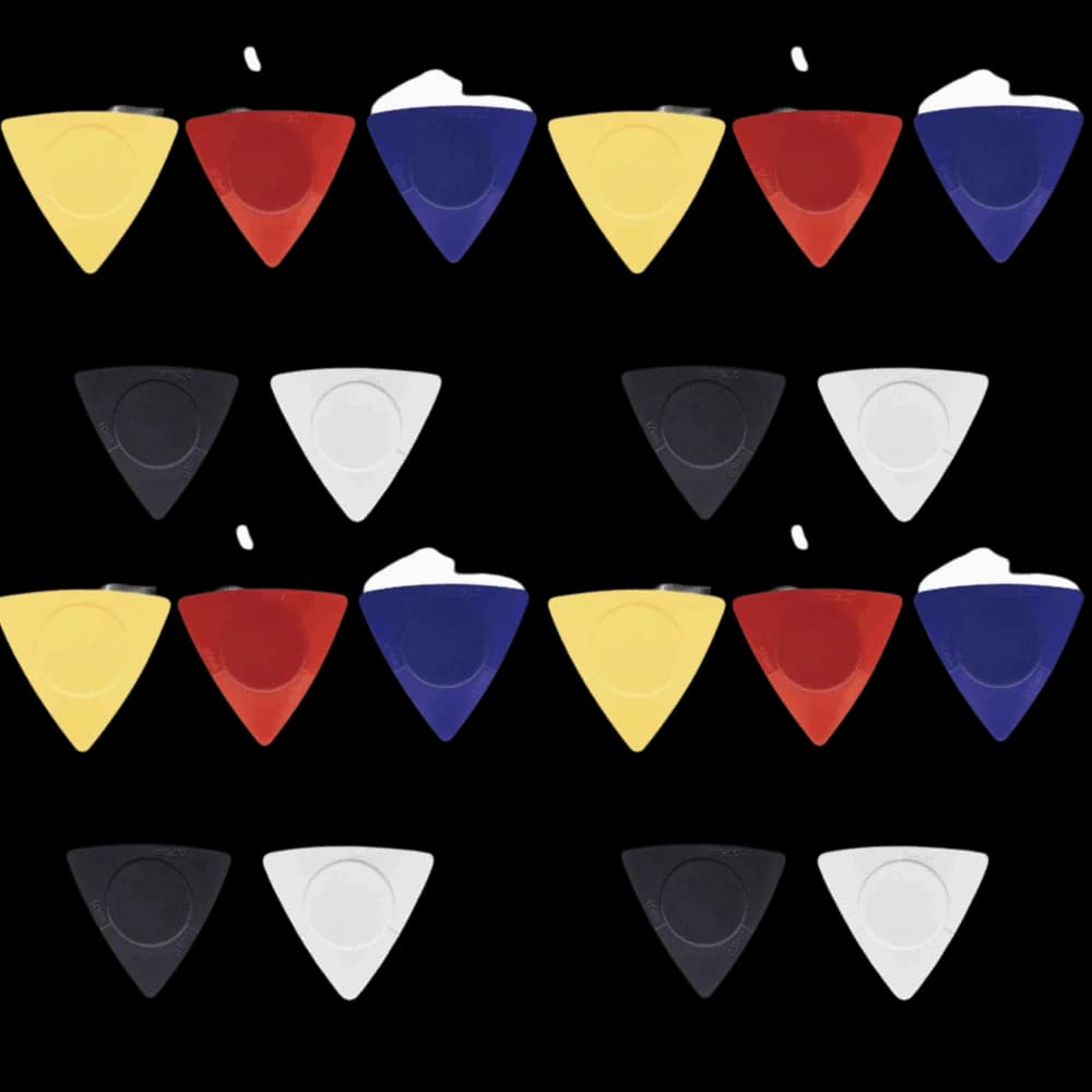 20PCS ABS Material Guitar Picks 0.5/0.75/1.0mm Thicknesses Black+White+Yellow+Blue+Red Triangle Guitar Picks