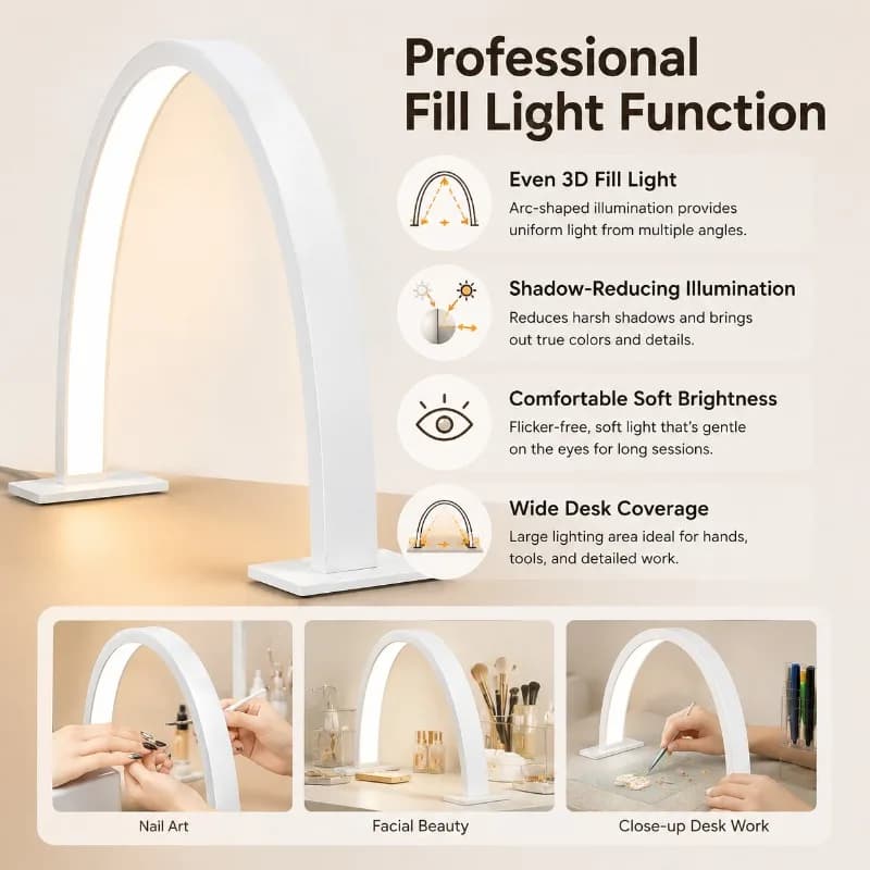 U-shaped Half MoonNail Lamp LED Desktop Beauty with Night Light Fill Light BeautySalon Nail Salon Minimalist Work Specific Light
