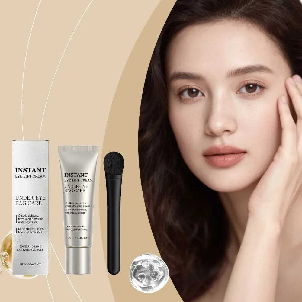 Instant Eye Care Cream With Brush Lasting Moisturizing Firming Smoothing Fine Lines Anti-Aging Eye Bag Removal Skin Care