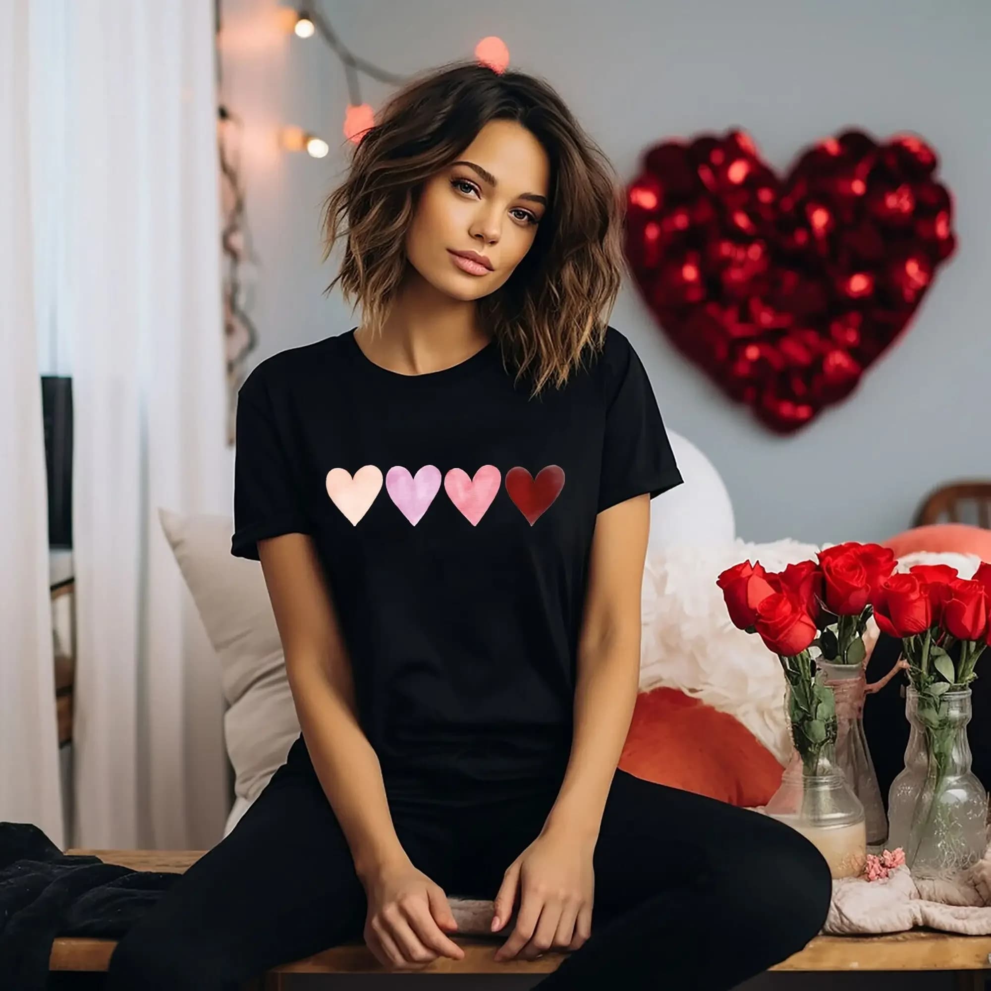 Maglietta con cuore di San Valentino, simpatico pullover vintage