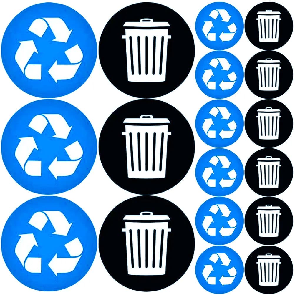 1Set Recycling Sticker PVC Waterproof Trash Can Decals for Waste Sorting Garbage Classification Bin Labels Removable