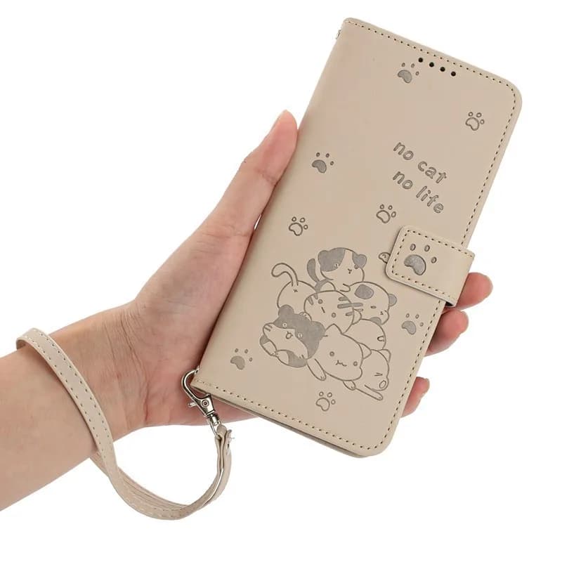 Flip Cute Cat Case for Motorola Moto G Stylus Power Play 5G 2025 2024 Luxury leather 3 slots for cards Wrist Racing Book Wallet Cover