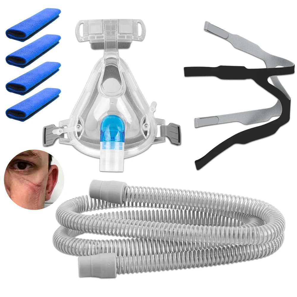 Maschera integrale CPAP con cinghie da 4 pezzi per copricapo CPAP, respiratore con cinturino regolabile per cuscino da viaggio antirussamento