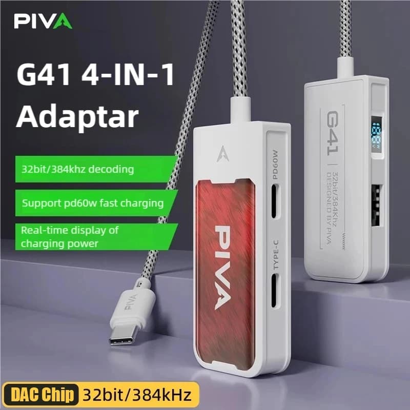 Adattatore Docking Station Multifunzione Piva G41 G31 - Da Type-C a Audio 3.5mm con Ricarica Rapida 60W e Trasmissione Decodificata
