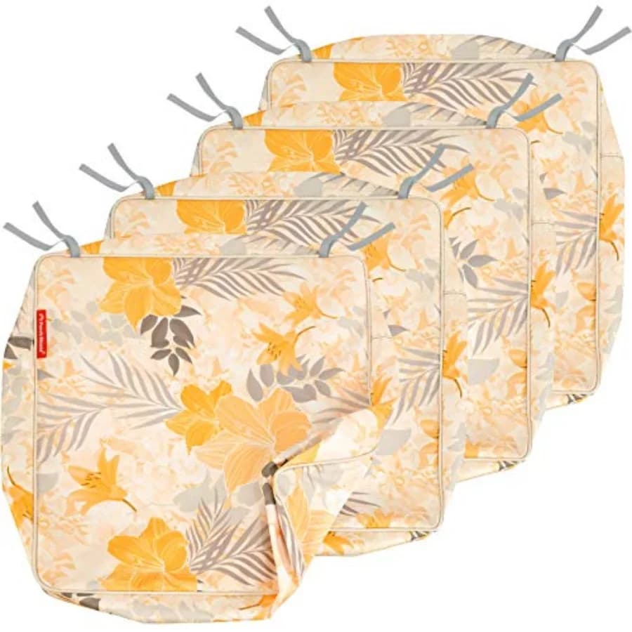 Set di 4 Copricuscini per Sedie da Patio, Impermeabili e Resistenti allo Sbiadimento, Solo Copricuscini di Ricambio 23 x 23 x 4
