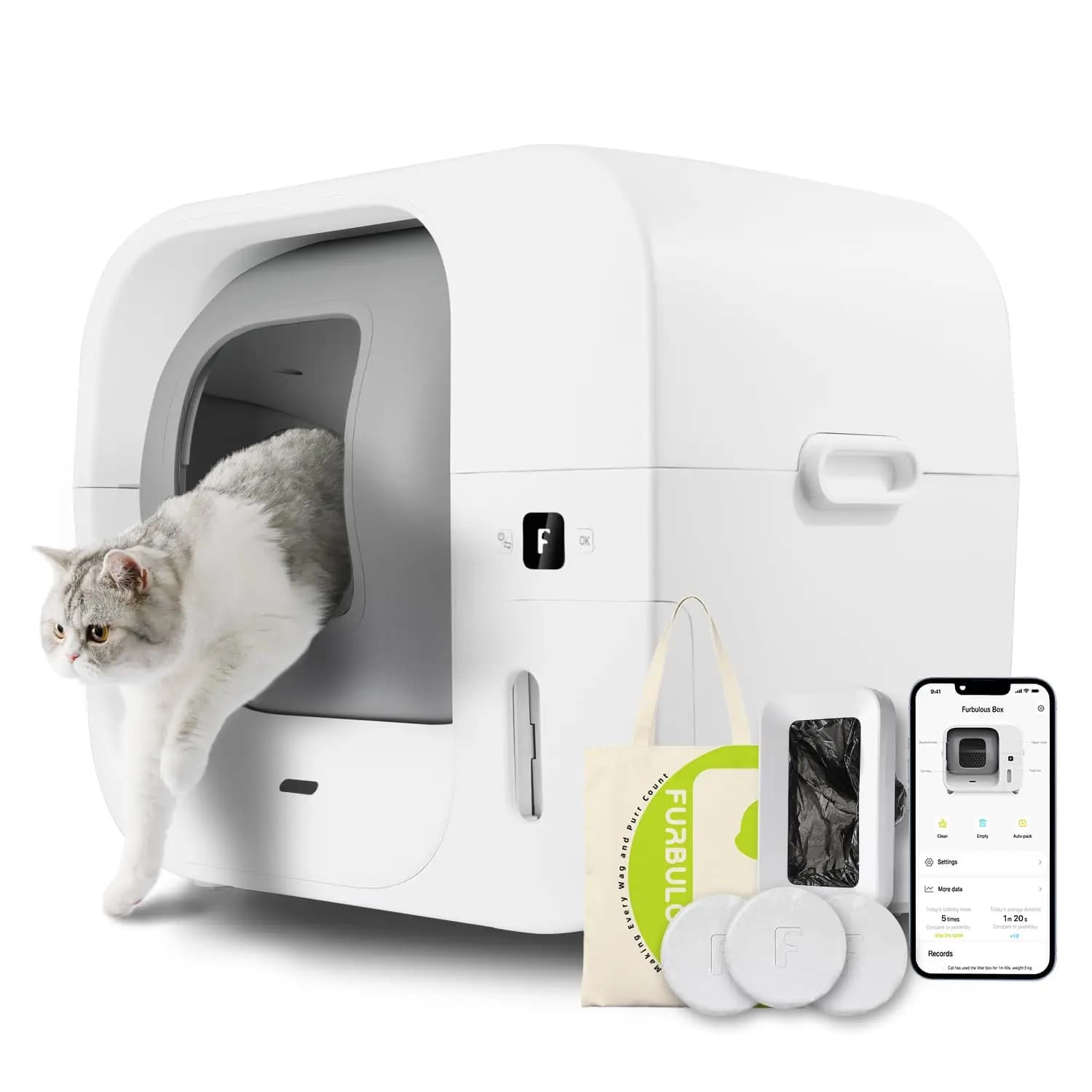 True Odor-Free Automatic Cat Litter Box with Self-Pack and Refill System, APP Control, Self Cleaning and Packing, Customized