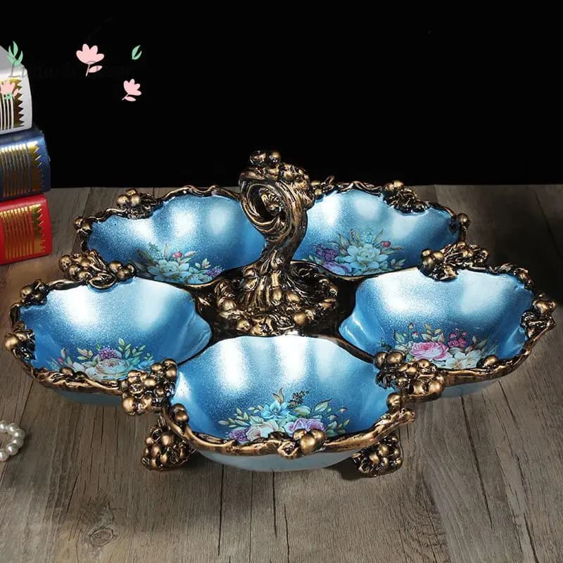 European new personalized light luxury tea three-piece set storage box tissue box dried fruit plate creative luxury living room