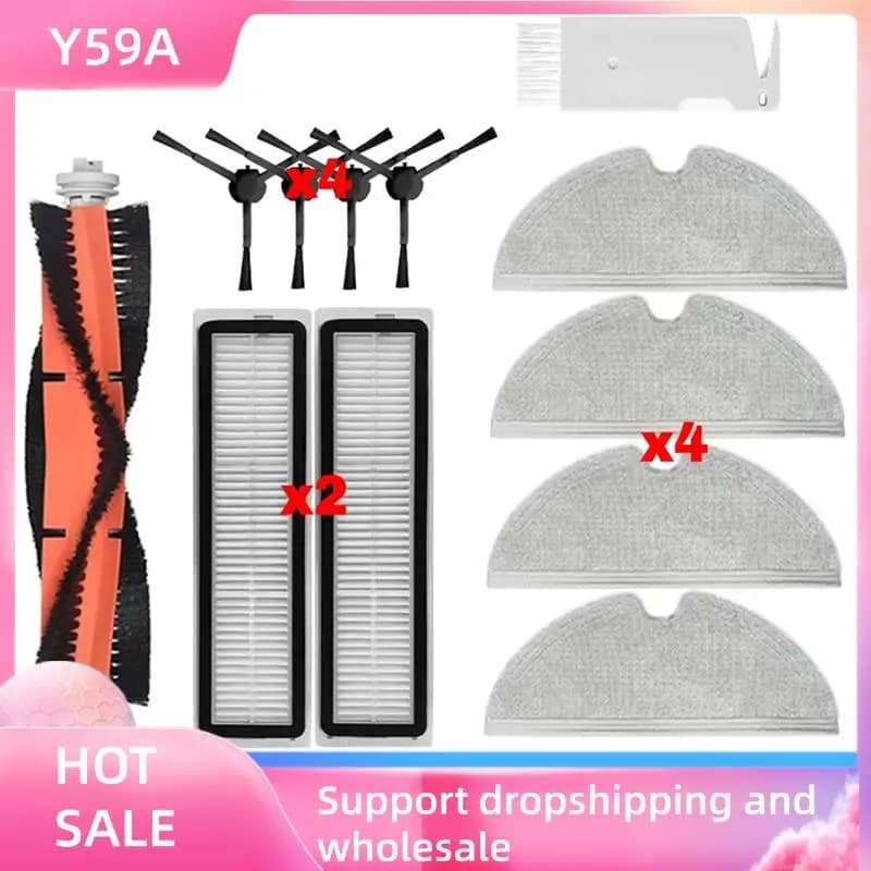 Y59A Compatibile con Dreame D9, D9 Max, L10 Pro - Ricambi e Accessori per Robot Aspirapolvere: Spazzola Principale, Spazzole Laterali, Filtro HEPA, Panno Lavapavimenti