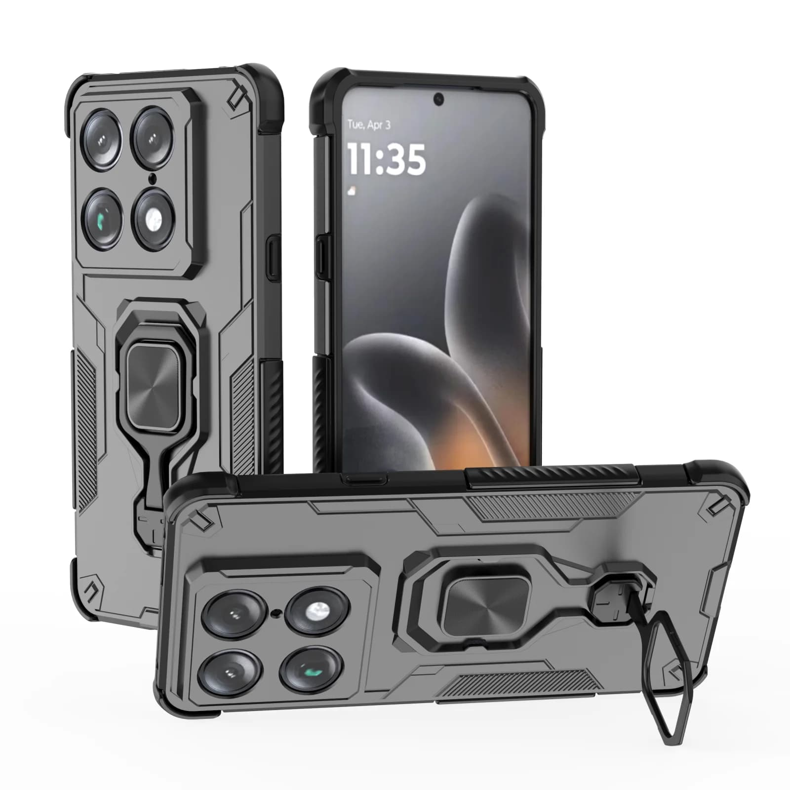 Custodia Magnetica Antiurto per Telefono con Anello di Supporto in Metallo e Protezione Fotocamera per Motorola Signature 5G