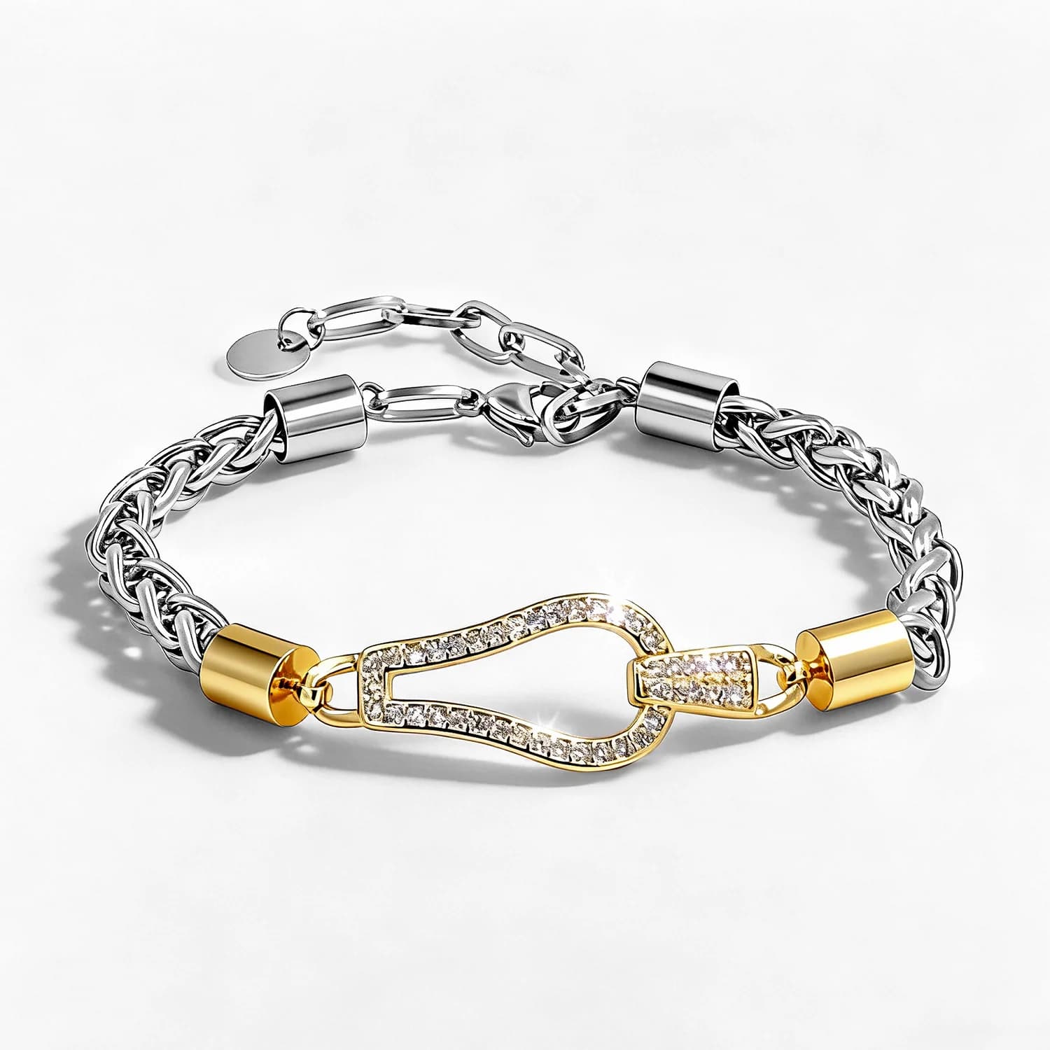 Bracelet Geometric Cable in Zirconia Cubica with Chain Adjustable Stainless Steel for Women and Girls, Streetwear Jewelry from Feast