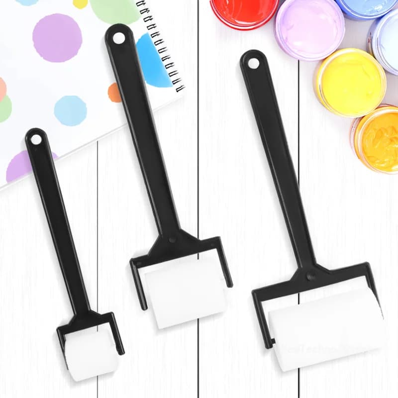 3 Piece Set White Sponge Brush Children's Foam Painting Roller Brush Drawing Craft Tool Supplies Decorative Tool
