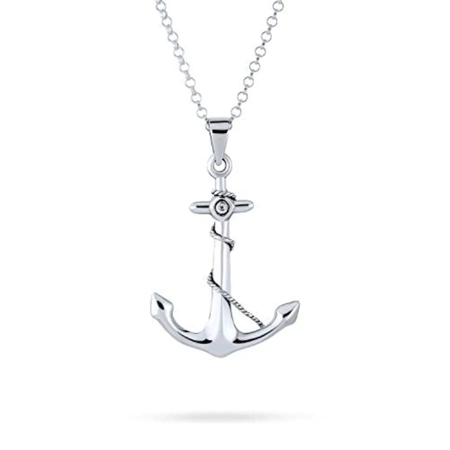 Collana con Ciondolo Ancora Nautica Tropicale Unisex in Argento Sterling 925 per Uomo e Donna. Gioielli Bling.