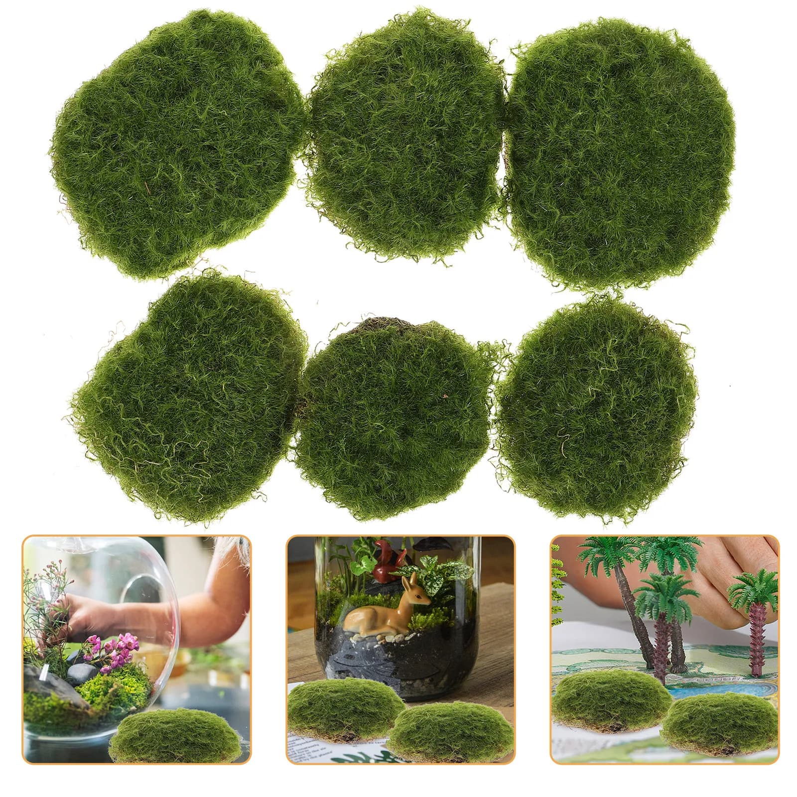 6Pcs Premium Artificial Moss Rocks Versatile Lifelike Mossy Stone Decor for Indoor Outdoor Garden Layout Bonsai Plant Wall Home