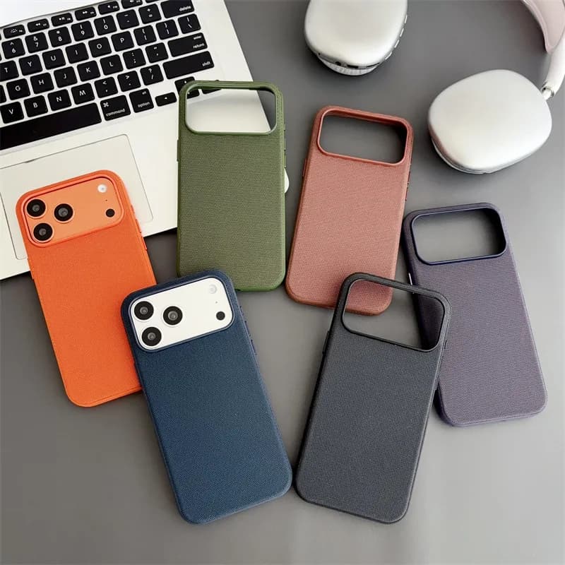 Custodia Magnetica di Lusso a Colori Solidi con Texture Intrecciata Tecnologica per iPhone 17 16 15 14 13 Pro Max, Cover Protettiva Antiurto