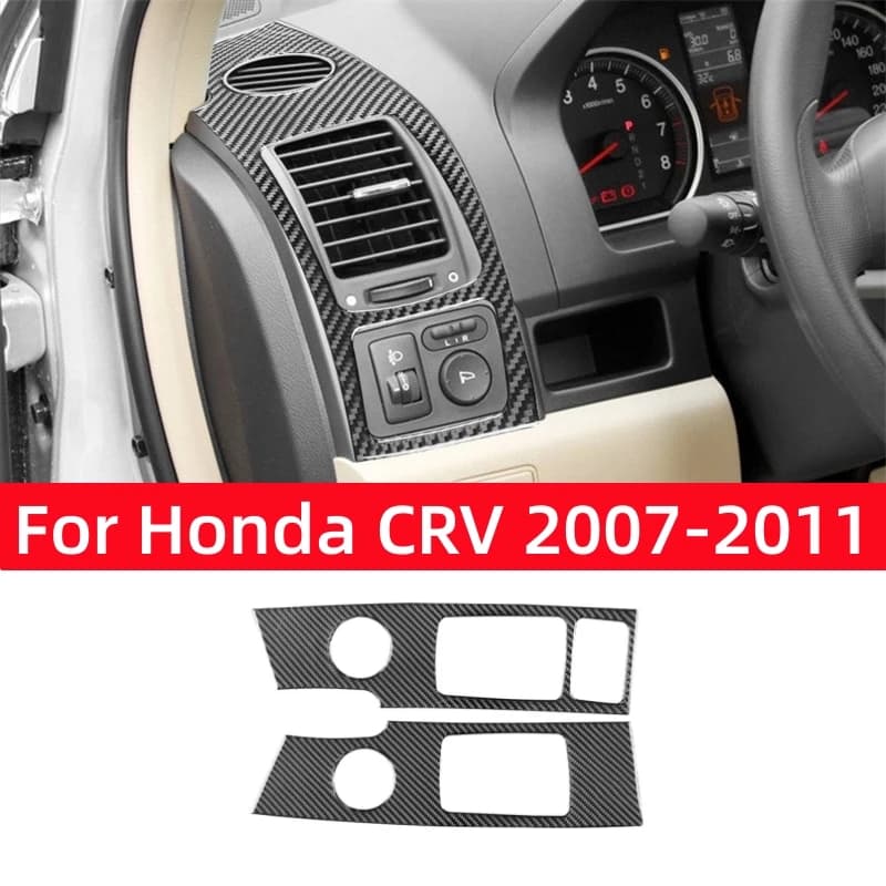 Accessories for Honda CRV 2007 2008-2011 Carbon Fiber Decorative Frame for Dashboard Panel and Lateral Air Bottles
