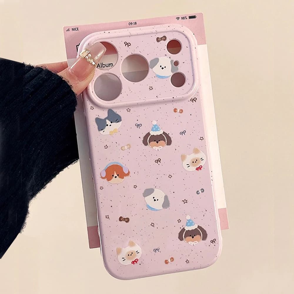 Cute Cartoon Puppy Animal Case for iphone 17promax Shockproof Soft Case for iPhone 17pro 16 15 14 13 Pro Max Protector Cover