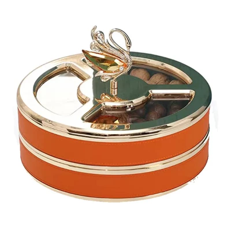 Scatola portaoggetti per frutta secca, tavolino da salotto, lusso leggero per caramelle con coperchio, snack per la casa