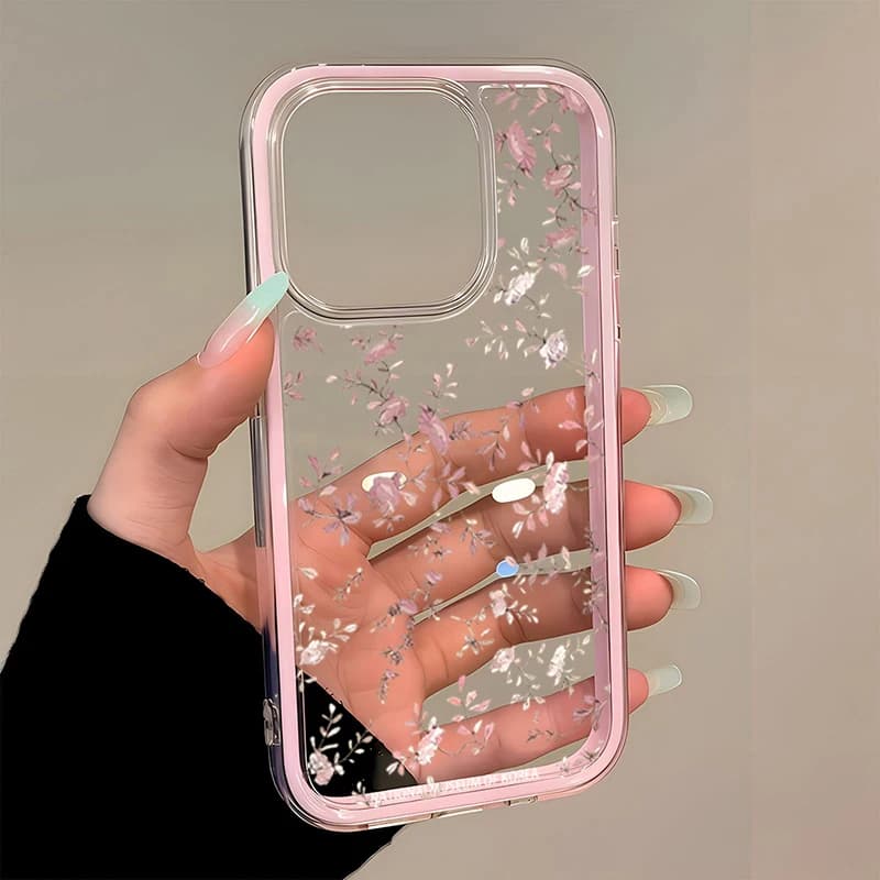 Minimalist Flowers Pattern TPU Transparent Phone Case For iPhone 17 Pro Max 11 12 13 14 15 16 Pro Plus Shockproof Soft Cover