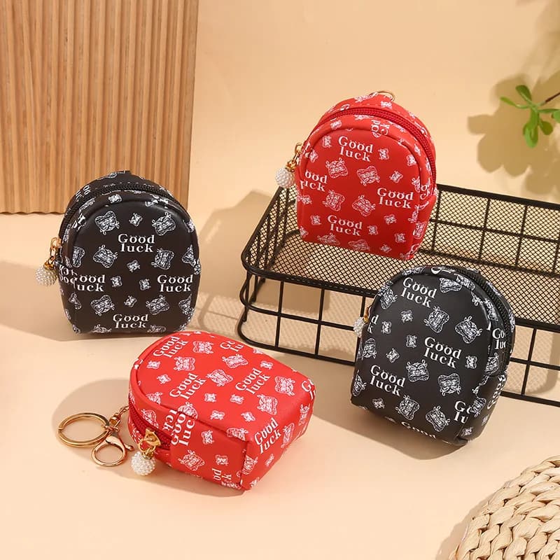Mini portafoglio da donna Portamonete portachiavi piccolo ed elegante per chiavi Auricolari Rossetto Compatto da portare con gancio per bambini