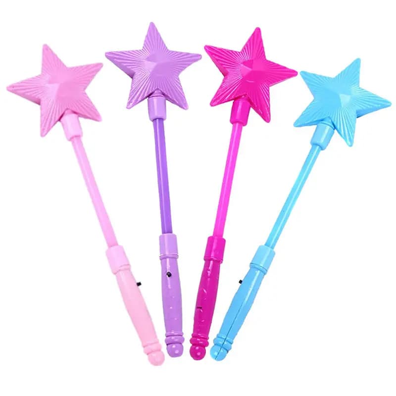 FlashingBlinkyLights Pink Super Star Princess LED Light Up Magic Wand for Kid Portable Lightweight Glow Sticks Party Light Stick