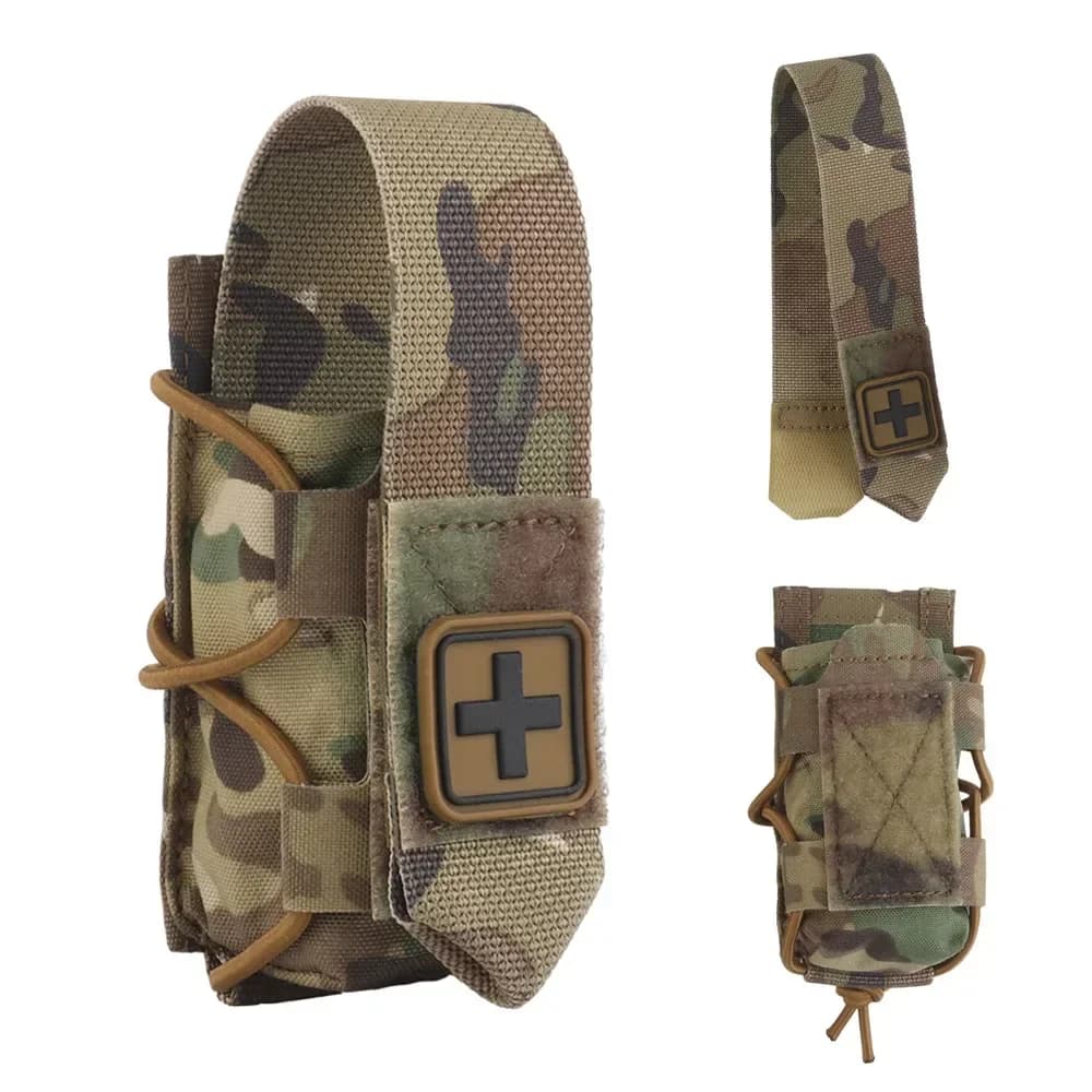 Custodia tattica universale per laccio emostatico Supporto TQ versatile Kit trauma per plegare rapidamente Clip Molle Cintura da combattimento Accessori per gilet da caccia