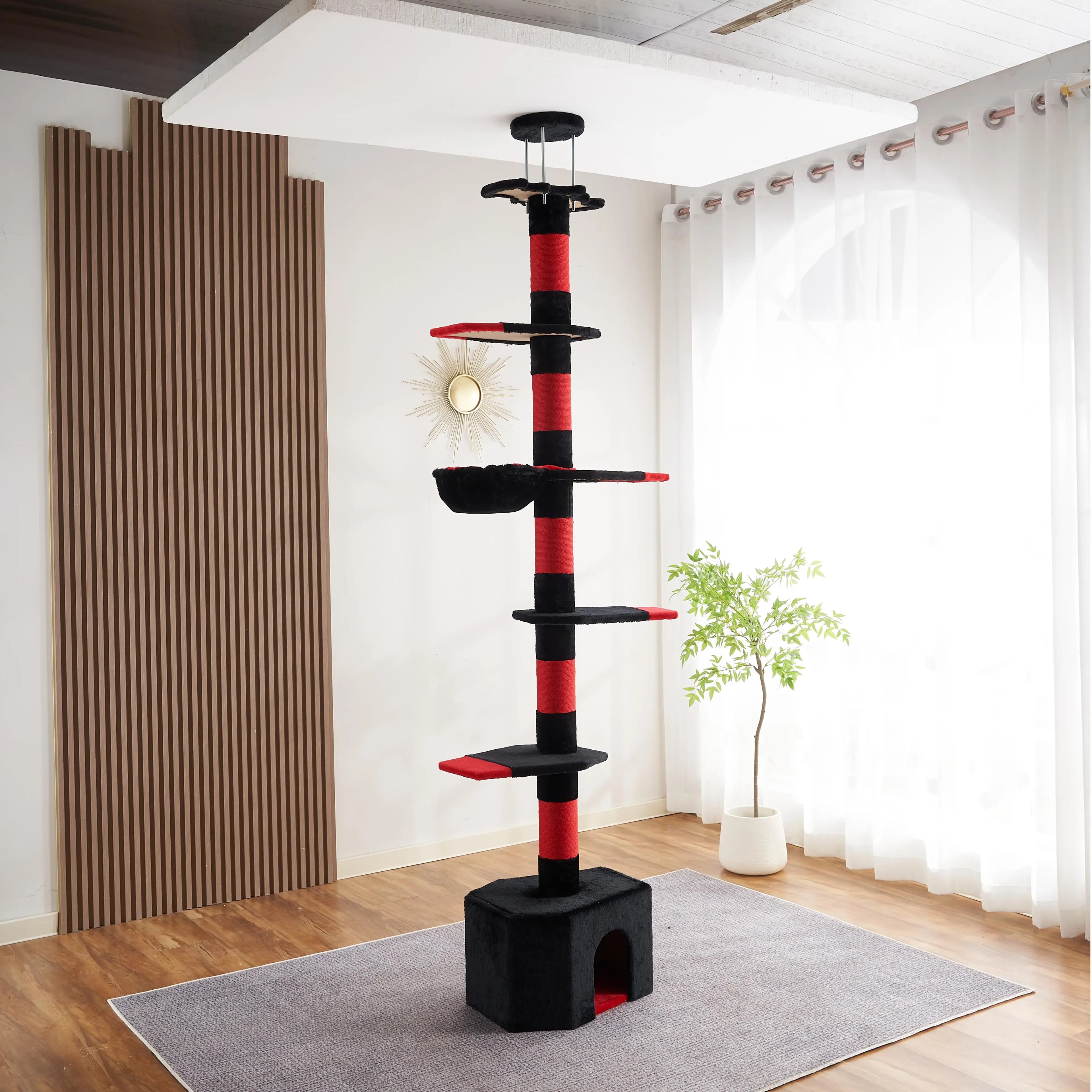Grani di grandi dimensioni Condo Tree Play Furniture Scratcher Moderno Soffitto per gatti Torre per albero Telaio da arrampicata per gatti multistrato Albero in stile Halloween