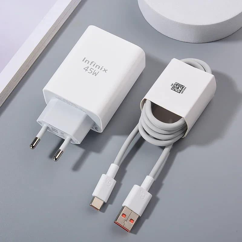 Per Infinix Caricatore USB 45W Adattatore UE a ricarica super veloce per Infinix Note 40 30 Pro Zero 30 X Pro Hot 40 30 Pro 30i 40i 12i