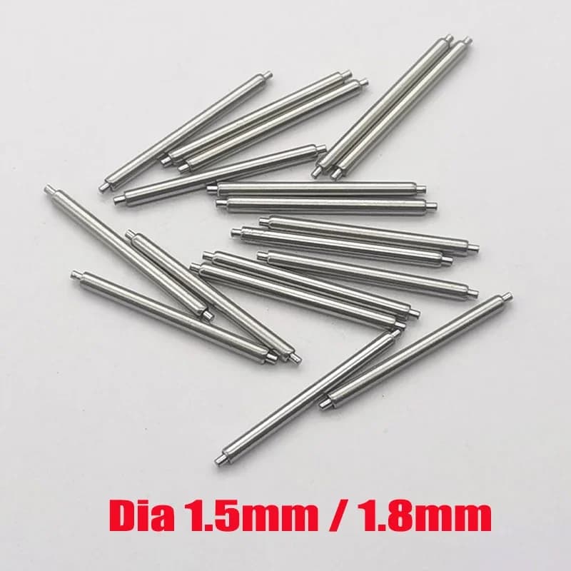 10PCS Diametro 1.5mm/1.8mm Nessuna barra a molla di supporto Perni di collegamento del cinturino dell'orologio Adatto perni di collegamento in acciaio inossidabile con larghezza 12mm-26mm