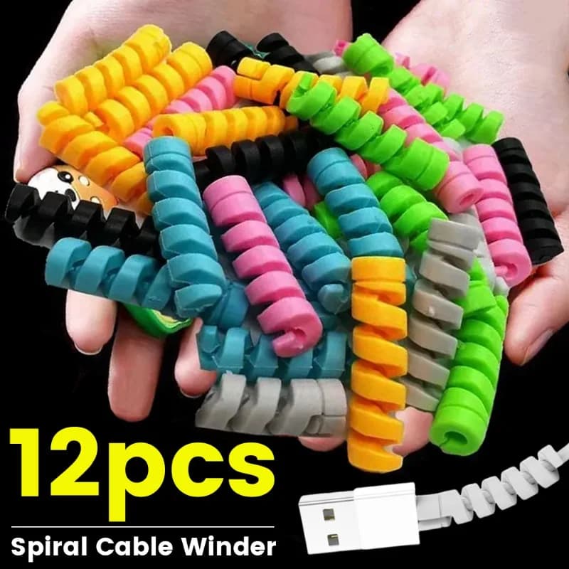 12/1 pz per iPhone iPad Spiral Cable Winder Protector Saver USB cavo di ricarica portacavi fascette gestione dei cavi organizzatore di cavi
