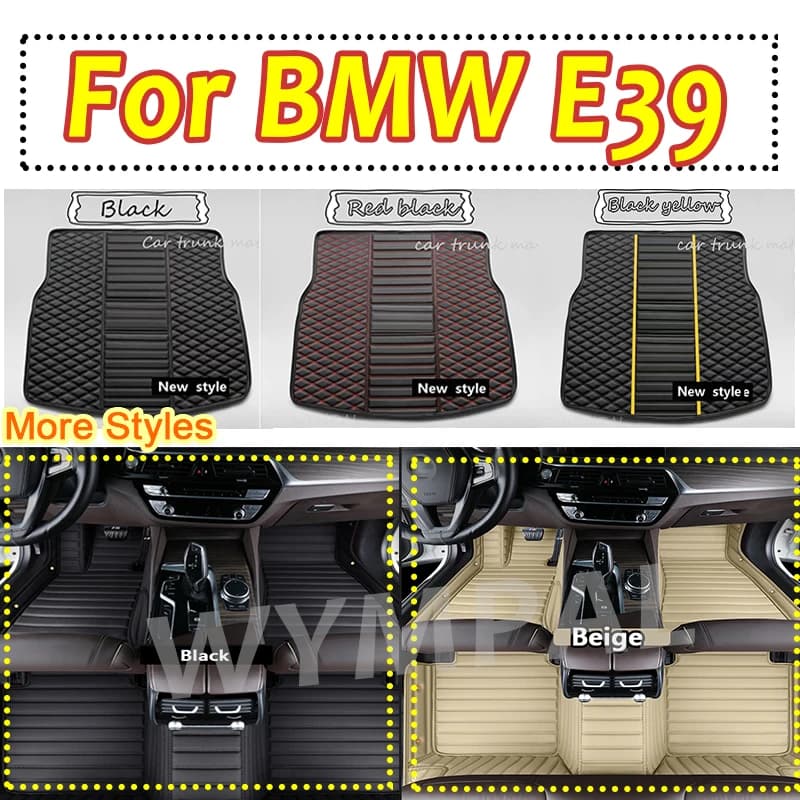 Tappetini per auto automobilistici personalizzati di lusso per BMW E39 1996 1997 1998 1999 2000 2001 Tappetini per auto da donna in pelle di lusso per auto completi
