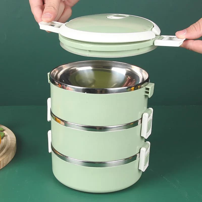 Lunch Box termico portatile in acciaio inossidabile a 3 strati Bento Box multiuso per microonde con coperchi Contenitore per alimenti a tenuta stagna