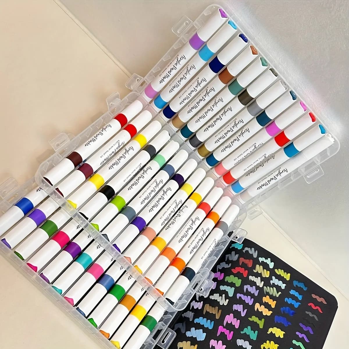 Set di pennarelli per vernice acrilica con doppia punta morbida da 36 pezzi/72 colori: senza sanguinamento, uso multisuperficie per l'arte e l'artigianato