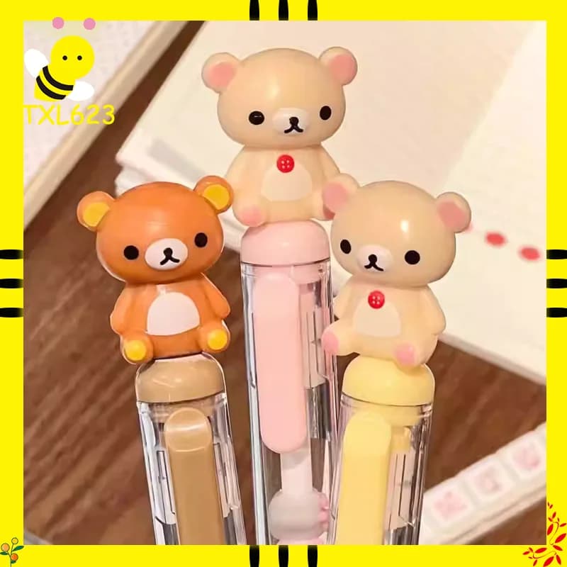 Penna Gel con Perline Rilakkuma, Penna a Pressione con Inchiostro Nero 0.5mm, Penna per Firme, Penne per Scrittura per Studenti, Regali di Compleanno per Amiche