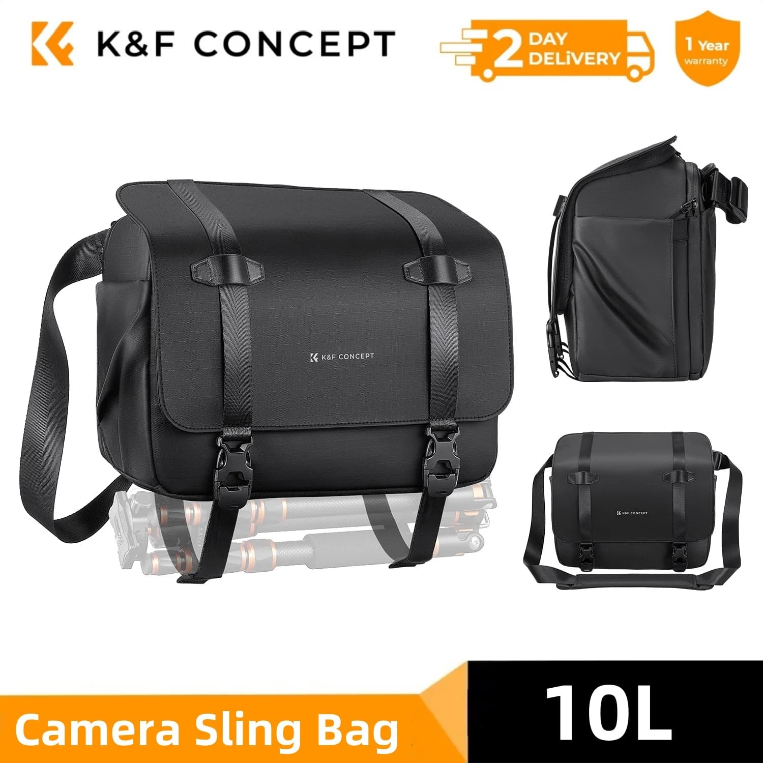 Borsa a Tracolla per Fotocamera K&F CONCEPT 10L, Zaino Monospalla per Fotografia, Borsa per Fotocamere Sony Nikon Canon DSLR con Copertura Antipioggia