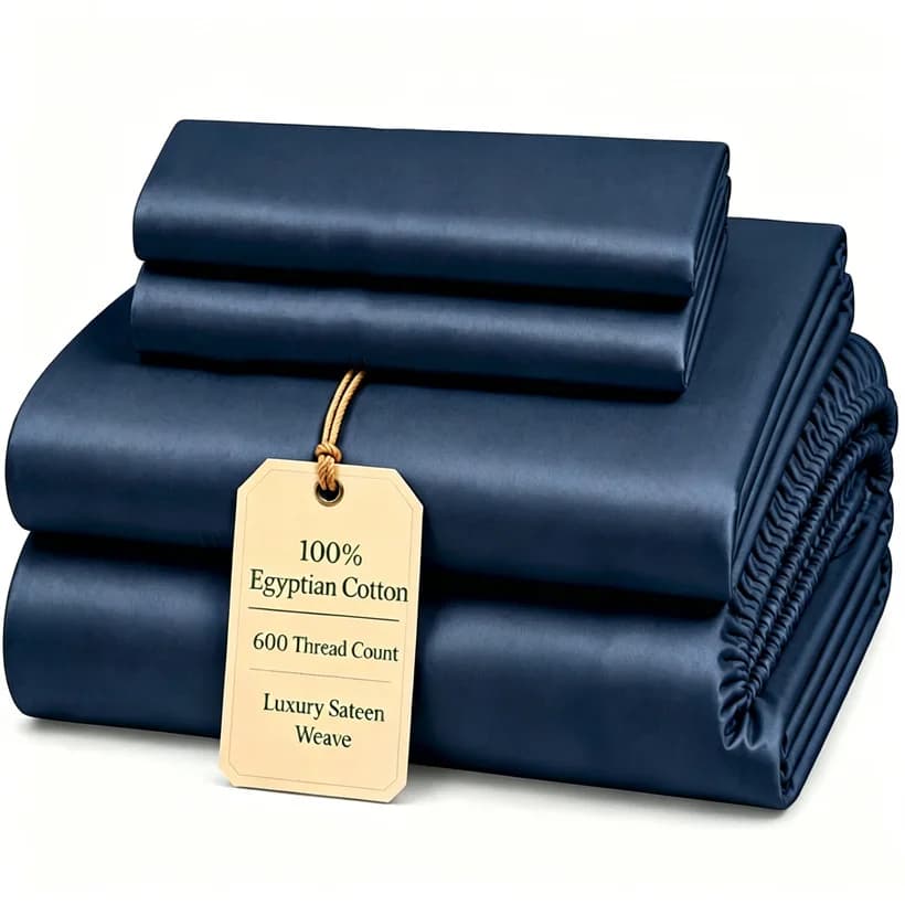 Hotel-Grade 4/6pcs Egyptian Cotton Sheet Set Luxury Long-Staple Cotton Bed Sheet Set Soft Fitted Sheet Flat Top Sheet Pillowcase