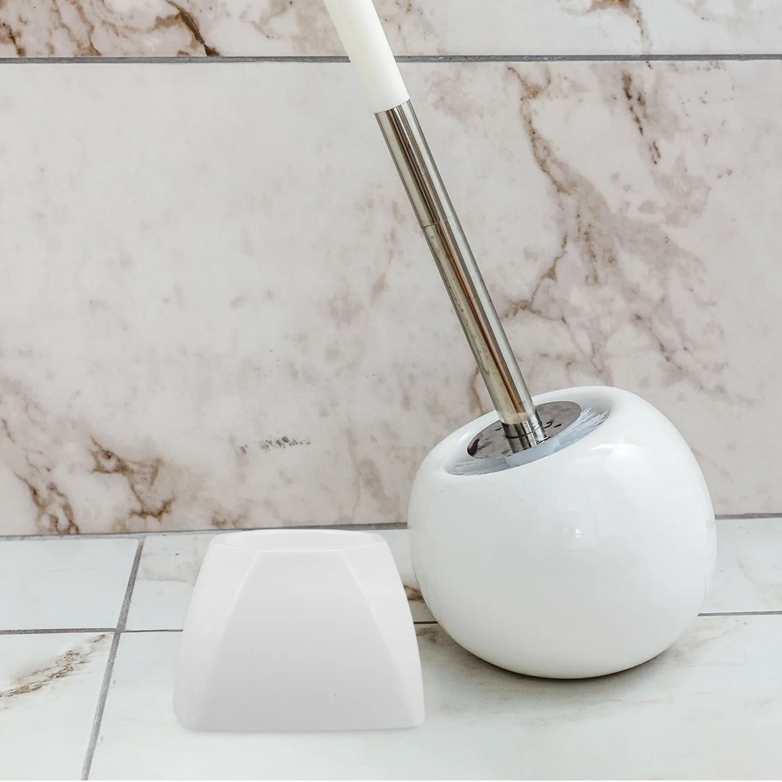 4Pcs Toilet Brush Base Plastic Octagonal Design Bathroom Storage Holder Cleaning Brush Replacement Toilet Bowl Container