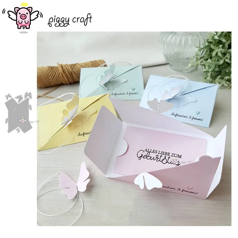 Piggy Craft metal cutting dies cut die mold Butterfly card envelope Scrapbook paper craft knife mould blade punch stencils dies