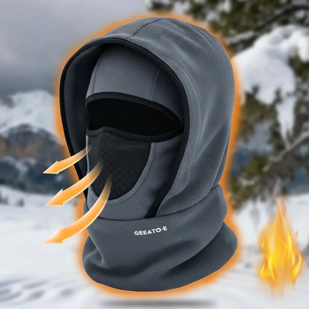 Waterproof Polar Fleece Walk-through Thermal Cycling Hat Sci Scaldacollo with hood for cold season Face neck warmer