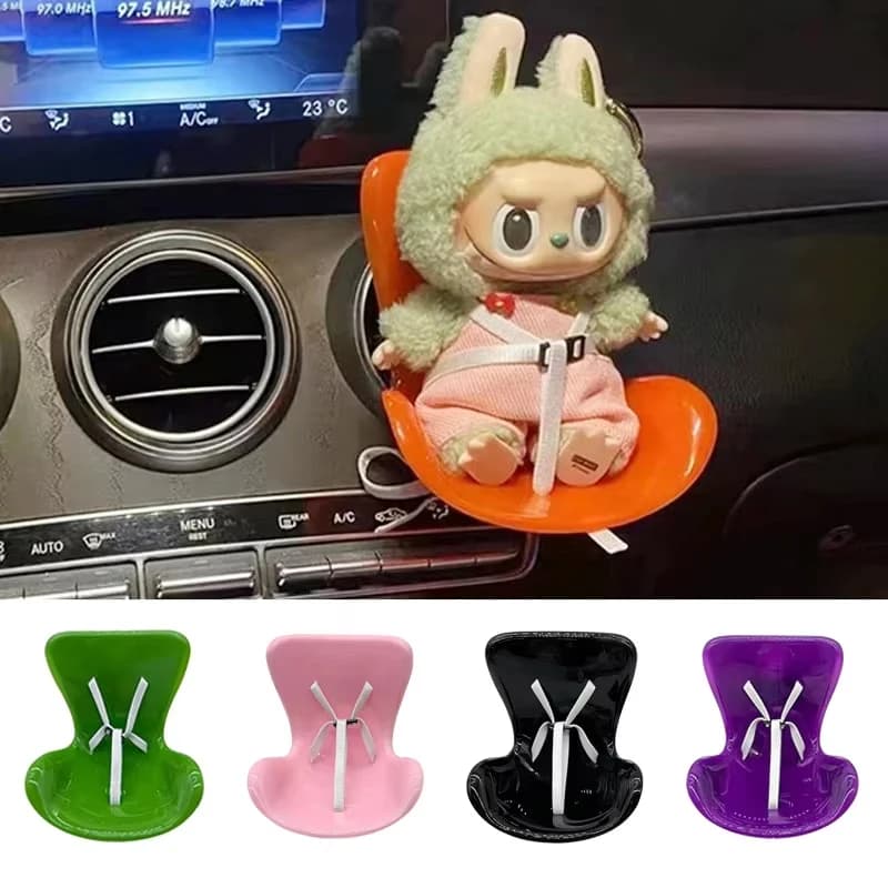 Kawaii Labubu Idol Doll Car Ornament Mini Peluche Decorazione del sedile di sicurezza con clip per bocchetta dell'aria Aromaterapia Accessori per veicoli carini Regali
