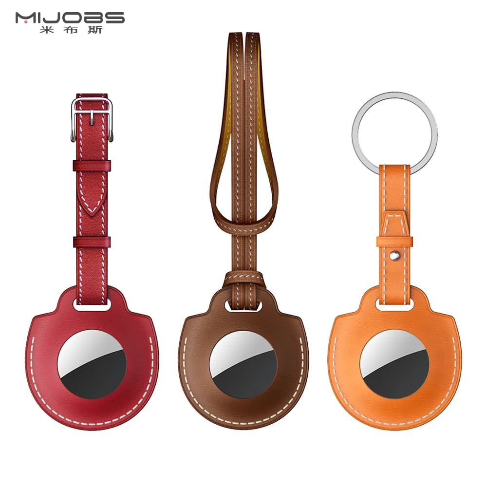 AirTag Case Genuine Leather Key Ring for Apple Air Tag Keychain Tracker Device Protect Sleeve Protector Bumper